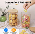 Ribbed Glass Storage Jars with Bamboo Lid (Set of 4)