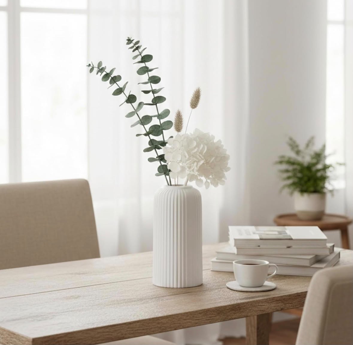 The Lines Fluted Ceramic Vase — White