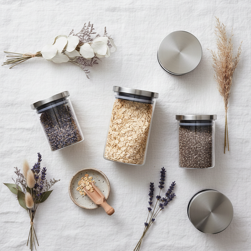 Minimal Glass Storage Canisters — Set of 3