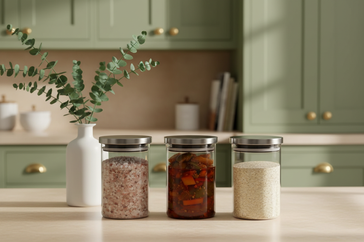 Minimal Glass Storage Canisters — Set of 3