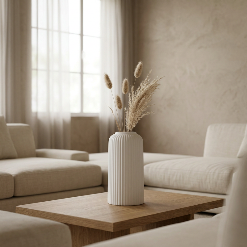 The Lines Fluted Ceramic Vase — White